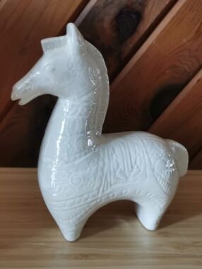Mid Century White Horse Figurine Bitossi Style